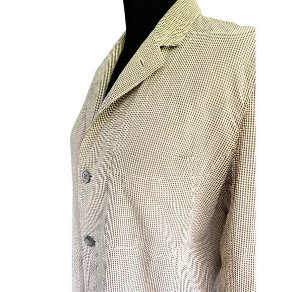 Vintage Unisex Ralph Lauren Brown & Cream Checked Seersucker Blazer Size 6 - Picture 4 of 6